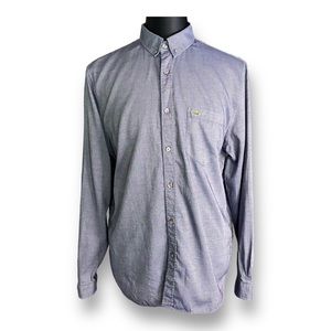 Lacoste Mens Blue Button Up Long Sleeve Collared Regular Fit Shirt Size XL